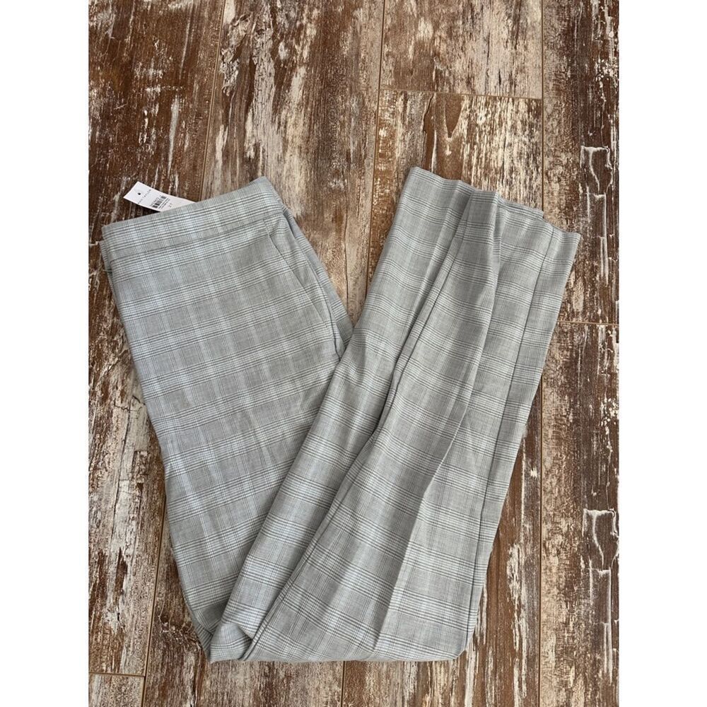 NWT Ann Taylor The Ankle Light Gray Plaid Pants size 2 Tall